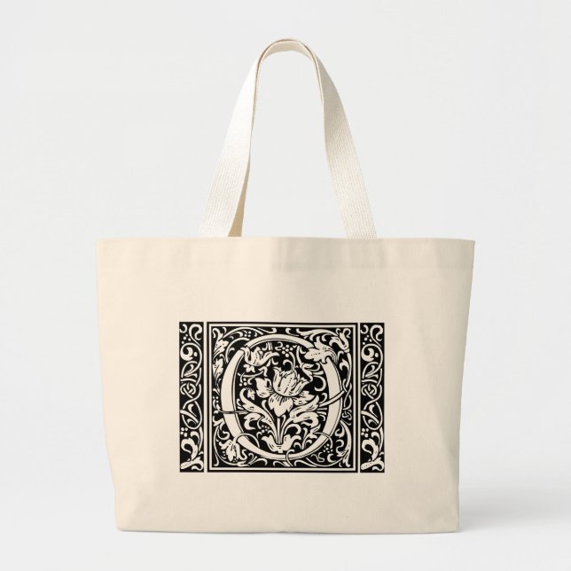 Grand Tote Bag Lettre O Monogramme Médiéval Art Nouveau (Devant)