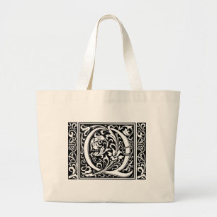 Grand Tote Bag Lettre Q Monogramme médiéval Art Nouveau