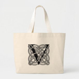 Grand Tote Bag Lettre V Monogramme Impression de nœud celtique vi