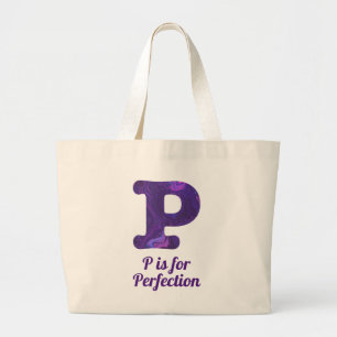 Grand Tote Bag Lettre violette P est pour la perfection
