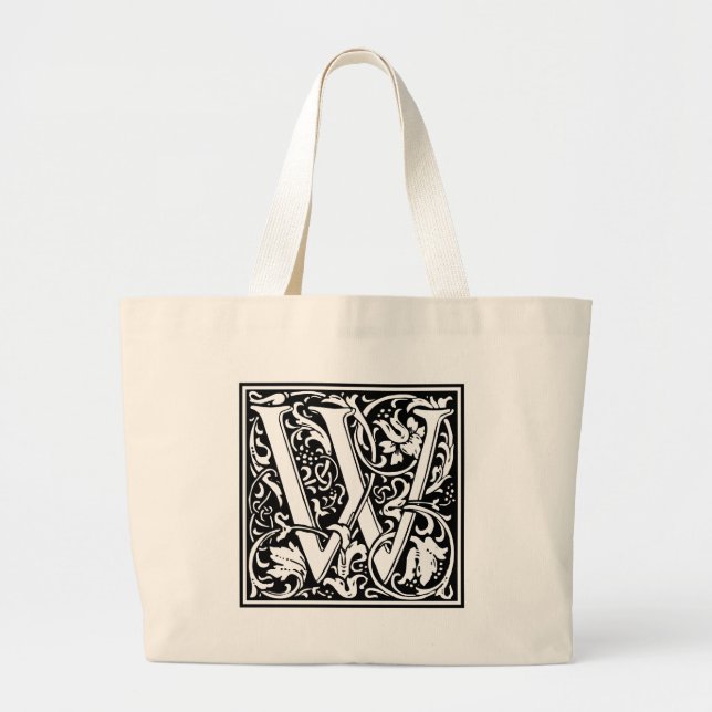 Grand Tote Bag Lettre W Monogramme médiéval Art Nouveau (Devant)