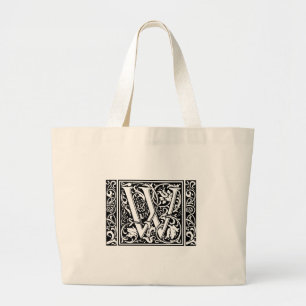 Grand Tote Bag Lettre W Monogramme médiéval Art Nouveau