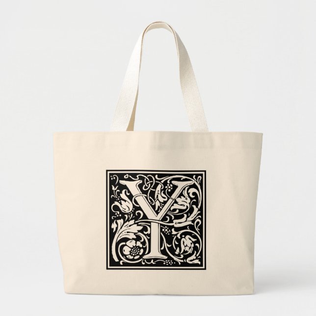 Grand Tote Bag Lettre Y Monogramme médiéval Art Nouveau (Devant)
