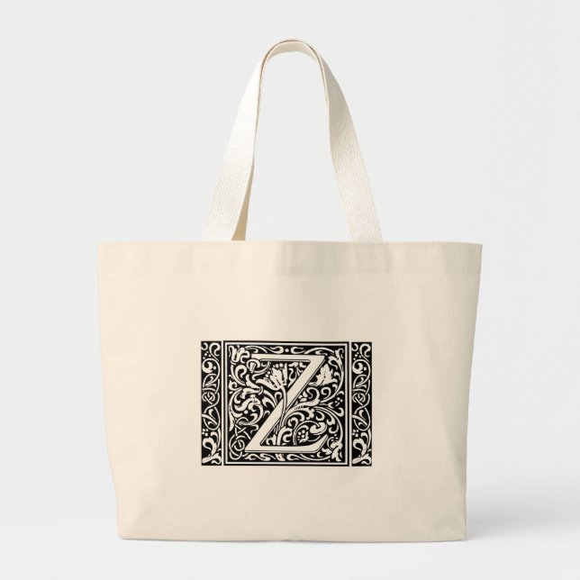 Grand Tote Bag Lettre Z Monogramme médiéval Art Nouveau (Devant)
