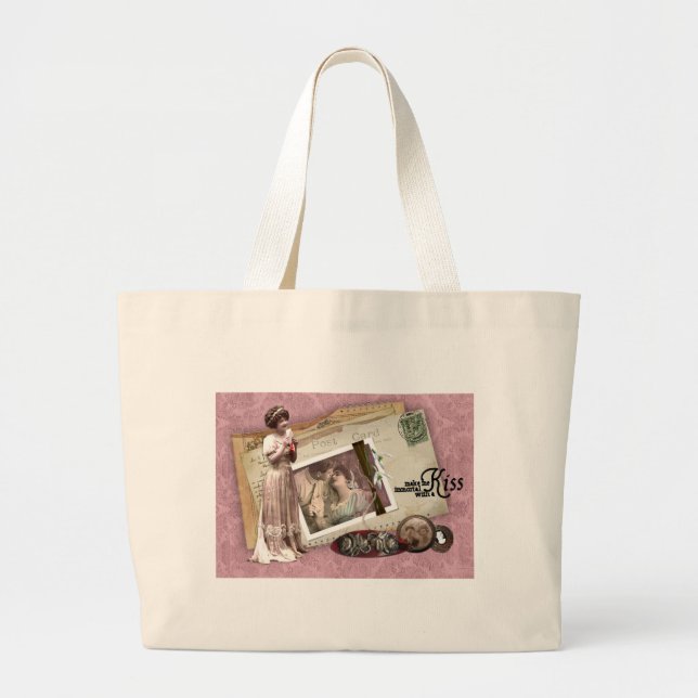 Grand Tote Bag Lettres d'amour romantiques victoriennes (Devant)
