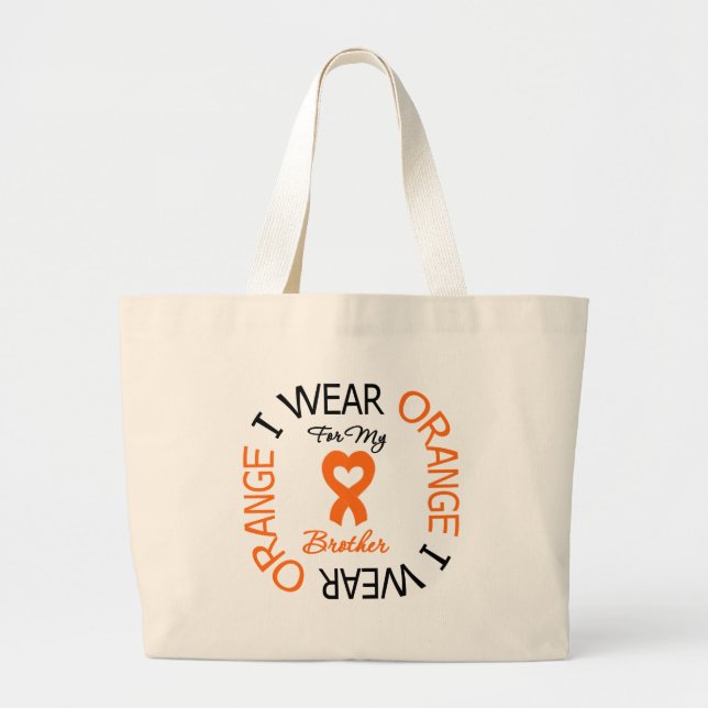 Grand Tote Bag Leucémie Je Porte Du Ruban Cardiaque Orange Pour M (Devant)