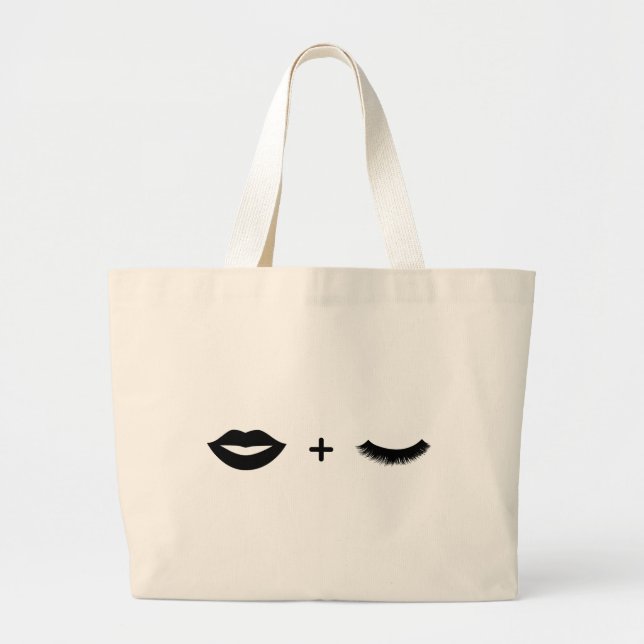 Grand Tote Bag Lèvres + Graphique de Fourre-tout de mèches (Devant)