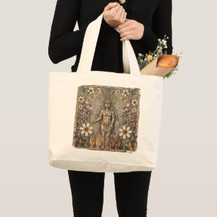 Grand Tote Bag LGBTQ+ Fierté florale aztèque Art maya queer