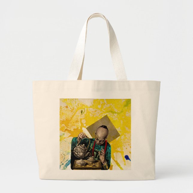 Grand Tote Bag L'homme du thé par Michael Moffa (Devant)