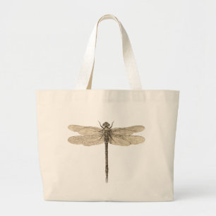 Grand Tote Bag Libellule Vintage Antique Classique Nature