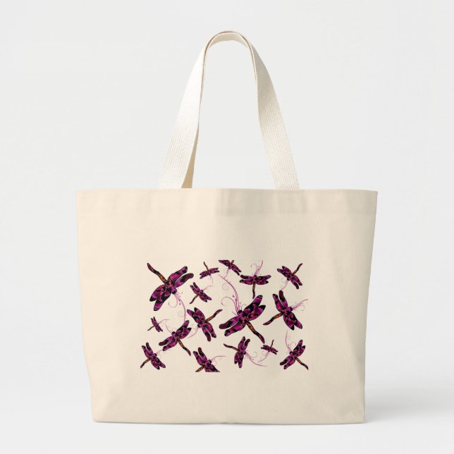 Grand Tote Bag Libellules Fantaisistes (Devant)