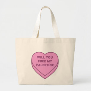Grand Tote Bag Libérez-vous ma Palestine ? Cute Candy Coeur doux