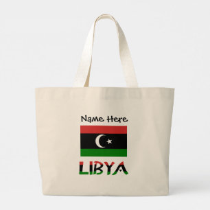 Grand Tote Bag Libye et drapeau libyen avec votre nom