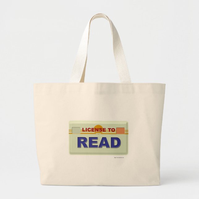 Grand Tote Bag Licence pour lire le ver de livre Cool Slogan (Devant)