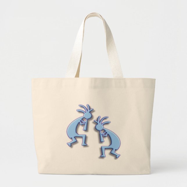 Grand Tote Bag Light Blue Kokopelli (Devant)