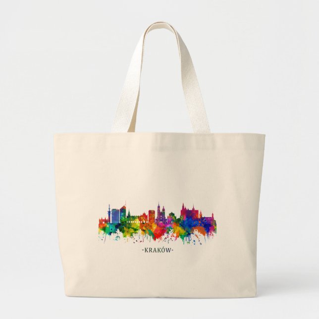 Grand Tote Bag Ligne Skyline de Cracovie Pologne (Devant)