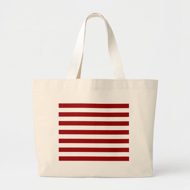 Grand Tote Bag Lignes rouges et blanches épaisses, motif géométri (Devant)