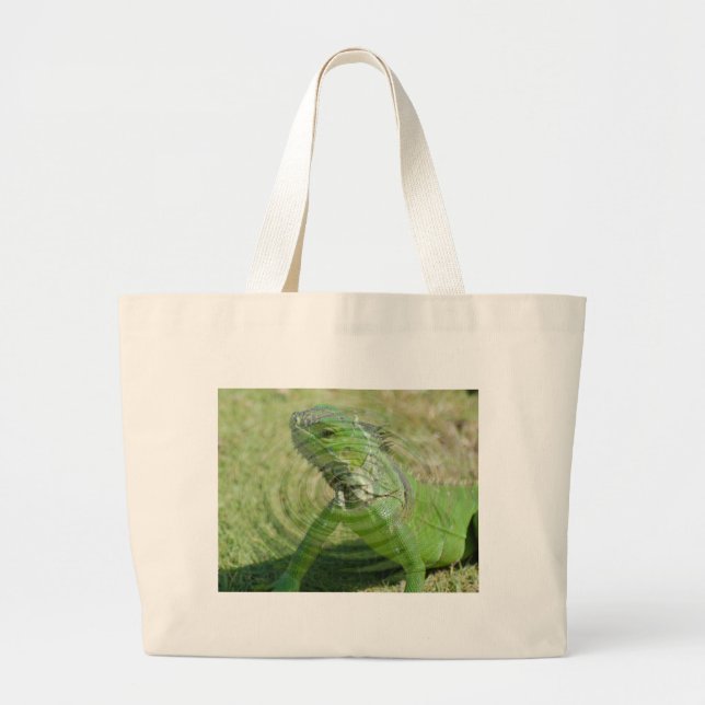 Grand Tote Bag L'iguane vert (Devant)