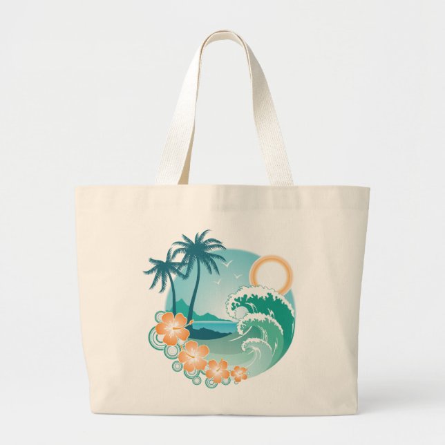 Grand Tote Bag L'île tropicale (Devant)