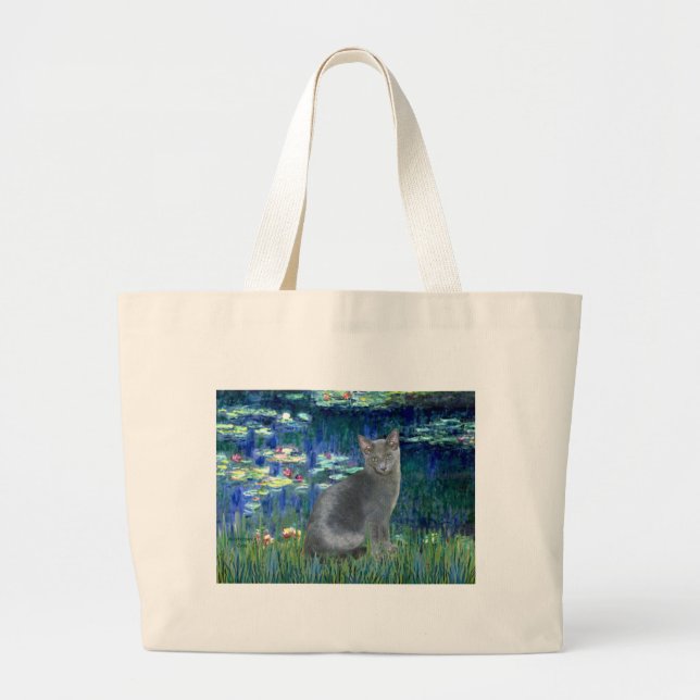 Grand Tote Bag Lilies 5 - Chat bleu russe 2 (Devant)