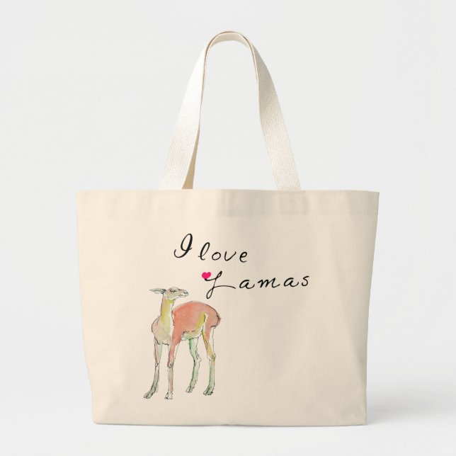 Grand Tote Bag L'illustration de lama (Devant)