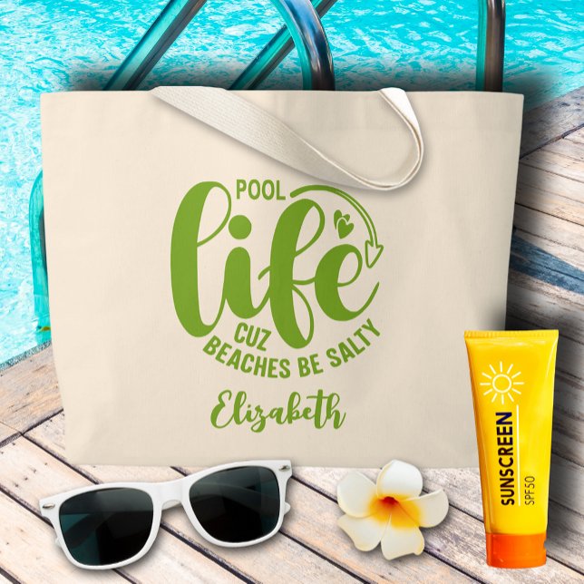 Grand Tote Bag Lime de vie de piscine vert (Pool Life Lime Green Large Tote Bag)