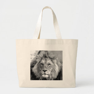 Grand Tote Bag Lion noir blanc