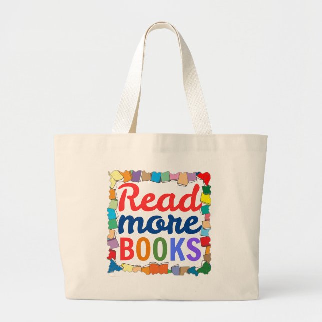 Grand Tote Bag Lire plus de livres (Devant)