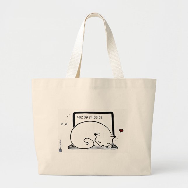 Grand Tote Bag Lit pour chat pour ordinateur portable (Devant)