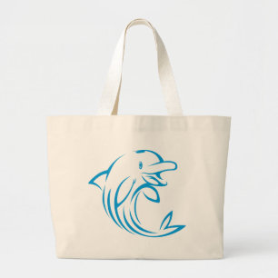 Grand Tote Bag Logo bleu fait sur commande de dauphin
