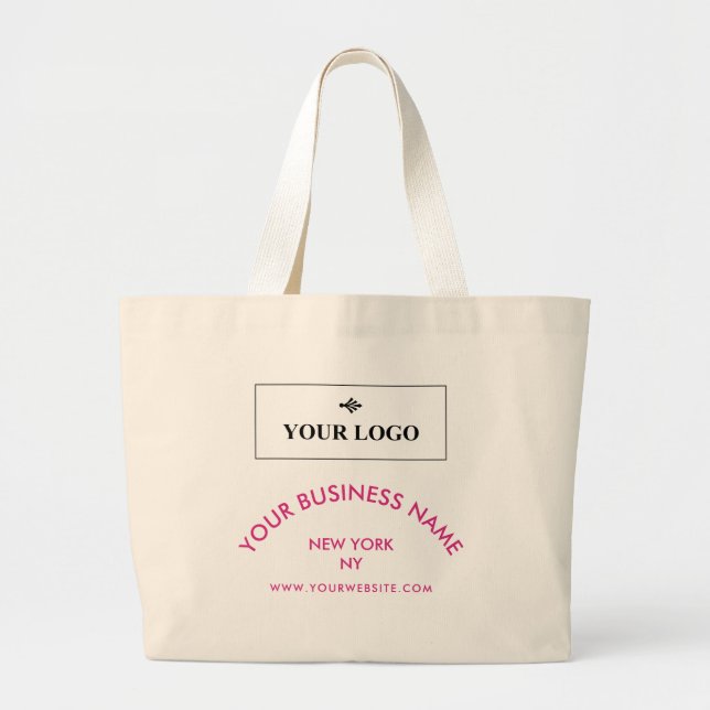 Grand Tote Bag Logo chic fuchsia site web professionnel promotion (Devant)