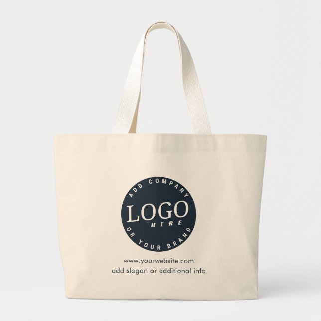 Grand Tote Bag Logo de l'entreprise avec site Web d'affaires (Devant)