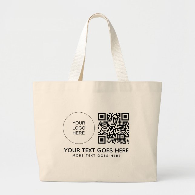Grand Tote Bag Logo de l'entreprise imprimée sur un côté Code QR  (Devant)