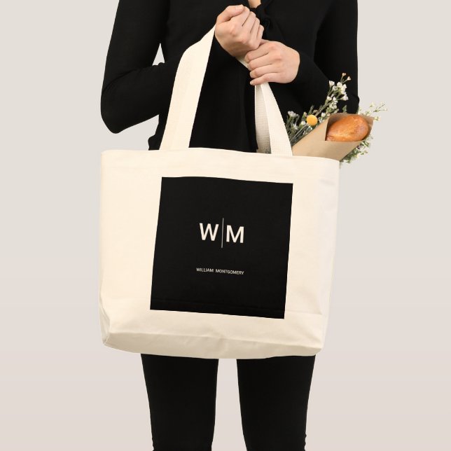 Grand Tote Bag Logo de marque noire | Entreprise (Devant (produit))