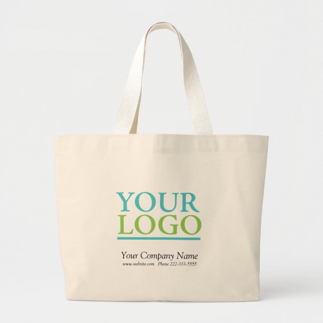 Grand Tote Bag Logo de votre entreprise, Nom et Promo de site Web (Devant)