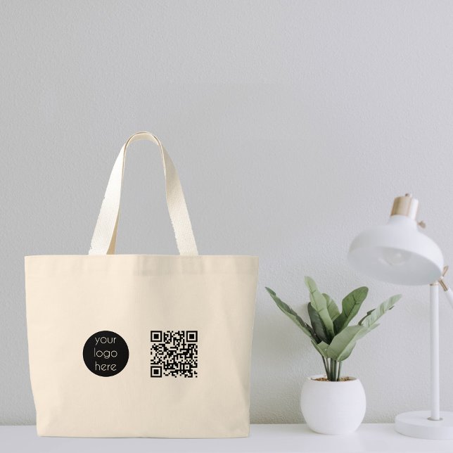 Grand Tote Bag Logo d'entreprise Code QR promotionnel de la socié (Créateur téléchargé)