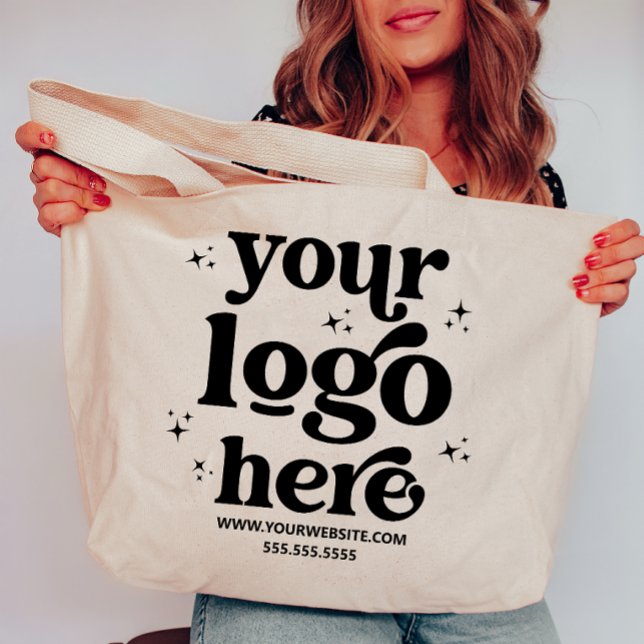 Grand Tote Bag Logo d'entreprise personnalisé avec texte pour soc (Créateur téléchargé)