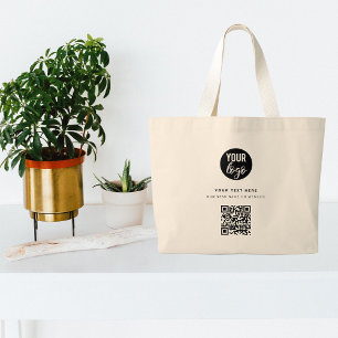 Grand Tote Bag Logo d'entreprise QR Code Moderne Minimaliste