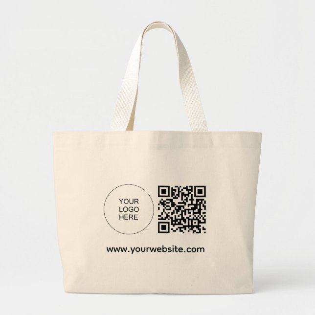 Grand Tote Bag Logo personnalisable Adresse du site Web Modèle QR (Devant)