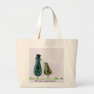 Grand Tote Bag L'oiseau dit tweet mariage amusant mariée et marié