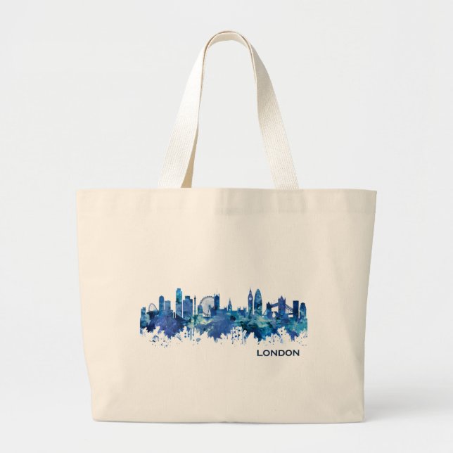 Grand Tote Bag Londres Angleterre Skyline Blue (Devant)