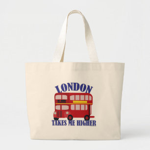 Grand Tote Bag Londres Augmente Drôle De Cartoon De Voyage Drôle