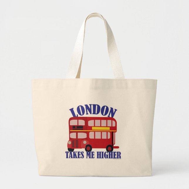 Grand Tote Bag Londres Augmente Drôle De Cartoon De Voyage Drôle  (Devant)
