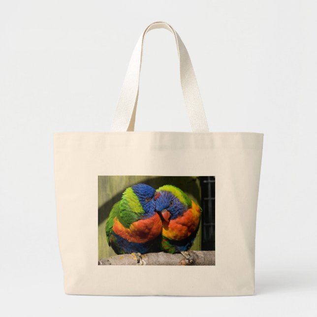 Grand Tote Bag Lorikeets dans l'amour (Devant)