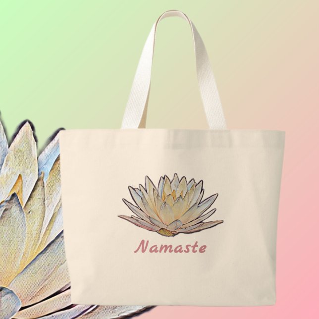 Grand Tote Bag Lotus Blossom Nénuphar Fleur Pastel Floral (Créateur téléchargé)