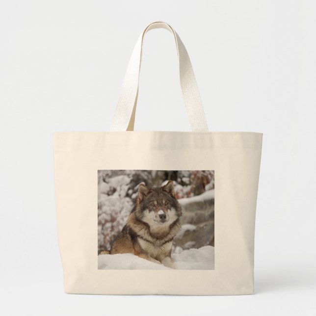 Grand Tote Bag Loup d'hiver (Devant)