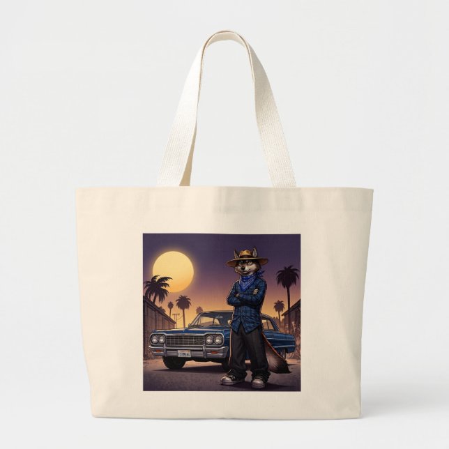 Grand Tote Bag Loup Et Lowrider (Devant)