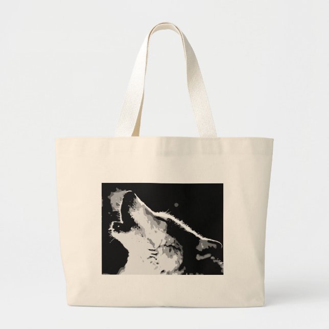 Grand Tote Bag Loup hurlant (Devant)