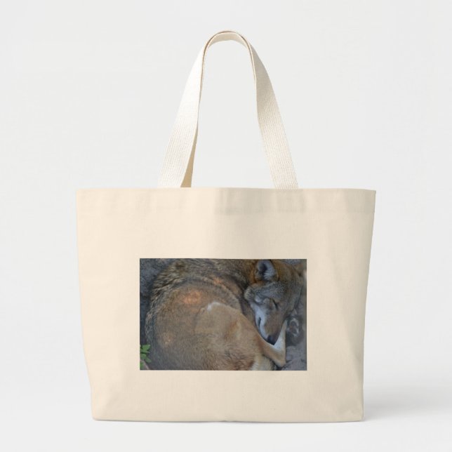 Grand Tote Bag Loup rouge de sommeil (Devant)