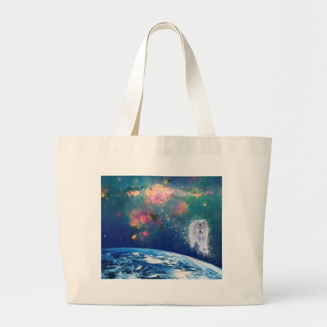 Grand Tote Bag Loup sage (Devant)